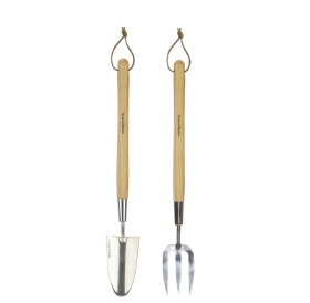 KENT & STOWE STAINLESS STEEL LONG HANDLED BORDER FORK AND TROWEL