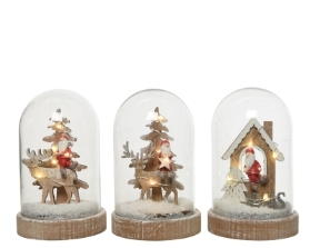 LED MDF CLOCHE SCENERIES BATTERY OPERATED 3 DESIGNS 15.5CM