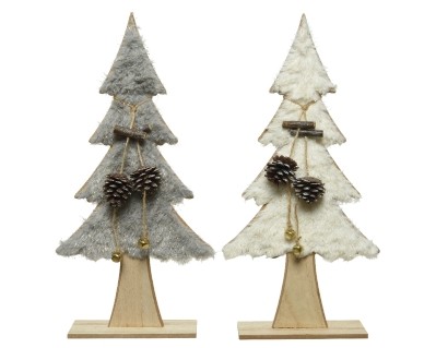 MDF TREE WITH FAUX FUR 2 COLOURS 40CM