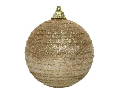 FOAM BAUBLE GLITTER LINES CARAMEL BROWN 8CM