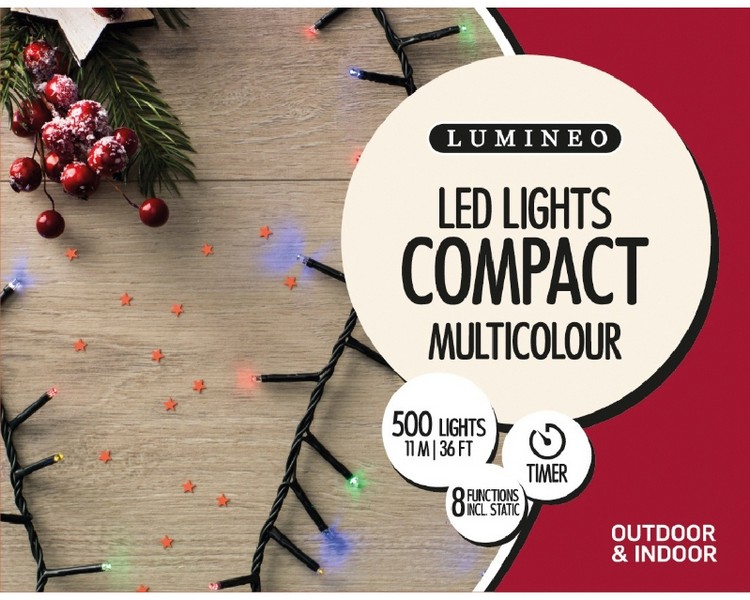 LED COMPACT TWINKLE LIGHTS MULTI COLOUR 500 LIGHTS OUTDOOR OR INDOOR