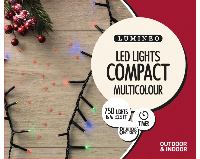 LED COMPACT TWINKLE LIGHTS MULTI COLOUR 750 LIGHTS OUTDOOR OR INDOOR