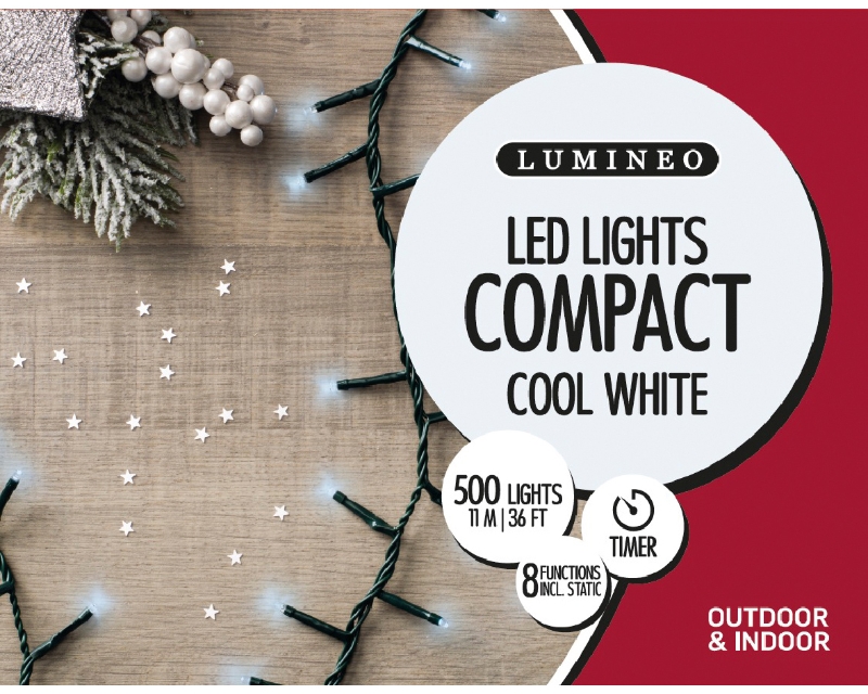 LED COMPACT TWINKLE LIGHTS COOL WHITE 500 LIGHTS OUTDOOR OR INDOOR