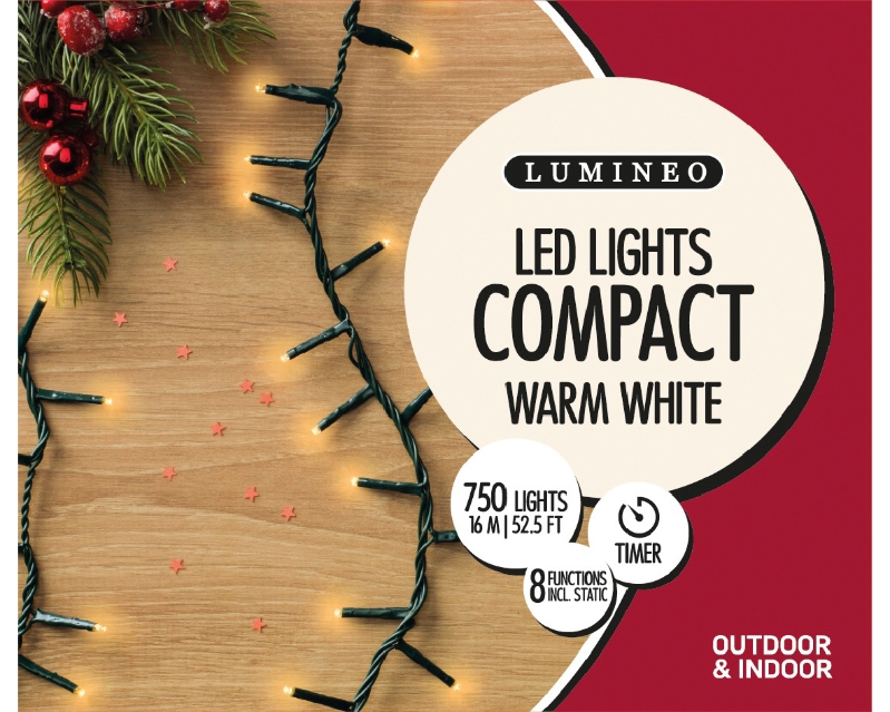 LED COMPACT TWINKLE LIGHTS WARM WHITE 750 LIGHTS OUTDOOR OR INDOOR