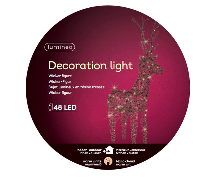 LED BROWN WICKER DEER OUTDOOR OR INDOOR WARM WHITE 69CM