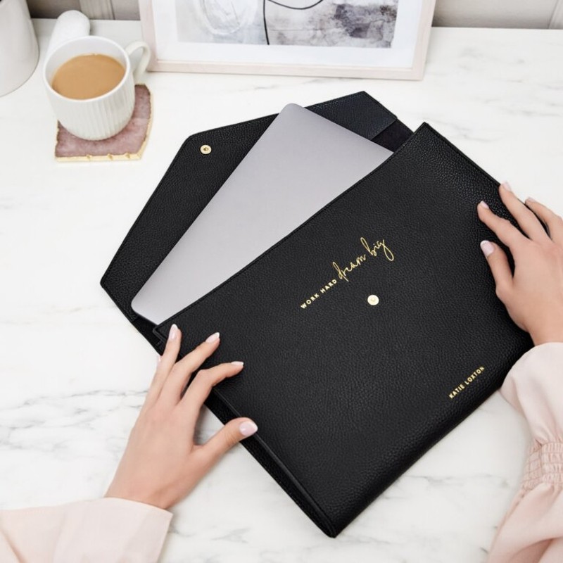 KATIE LOXTON LAPTOP CASE WORK HARD DREAM BIG BLACK – buy online or call ...