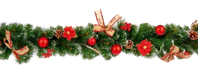 ARTIFICIAL RED DRESSED GARLAND 1.8M