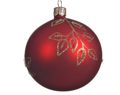 DECORATIVE GLASS BAUBLE CHRISTMAS RED MATT FINISH 8CM