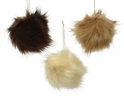 FAKE FUR BAUBLE 3 COLOURS 8CM