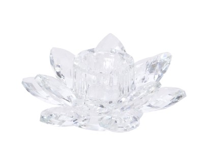 GLASS FLOWER TAPER CANDLE HOLDER