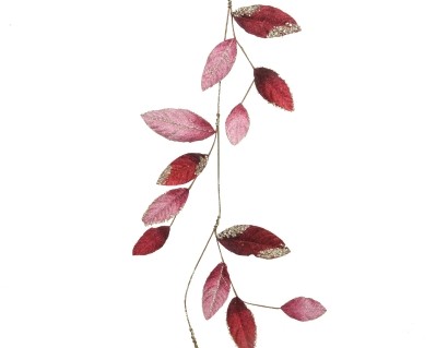 GLITTER LEAF GARLAND OXBLOOD 1.2M