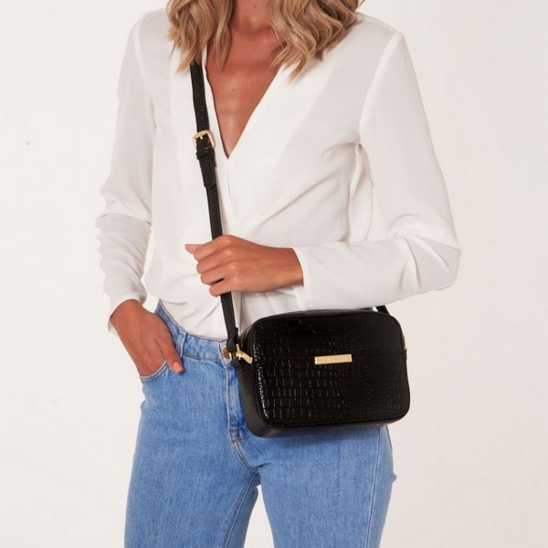 Katie Loxton Celine Faux Croc Black Cross Body Bag KLB899 S
