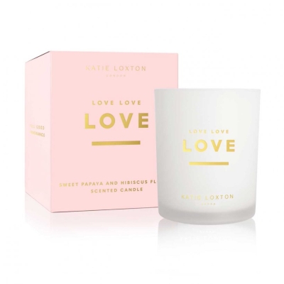 KATIE LOXTON SENTIMENT CANDLE LOVE LOVE LOVE SWEET PAPAYA AND HIBISCUS FLOWER