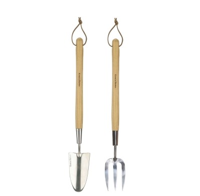 KENT & STOWE STAINLESS STEEL LONG HANDLED BORDER FORK AND TROWEL