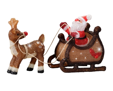 LED ACRYLIC SANTA WITH SLEIGH OUTDOOR OR INDOOR 47CM