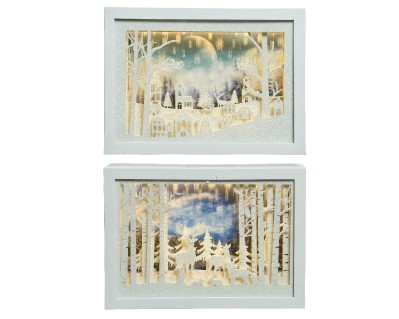 LED PICTURE FRAME SCENE BATTERY OPERATED 2 DESIGNS WARM WHITE 20CM