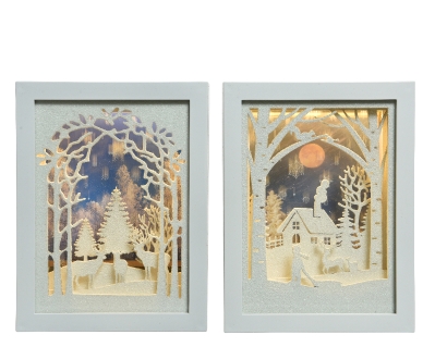 LED PICTURE FRAME SCENE BATTERY OPERATED WARM WHITE 2 DESIGNS