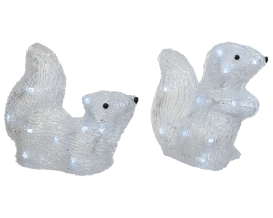LED SET OF 2 ACRYLIC SQUIRRELS OUTDOOR 20CM COOL WHITE