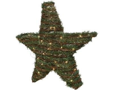 MICRO LED RATTAN STAR BATTERY OPERATED GREEN 48CM