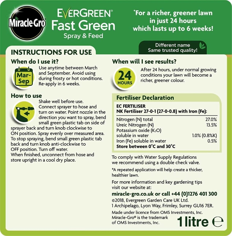 MIRACLE GRO FAST GREEN SPRAY AND FEED