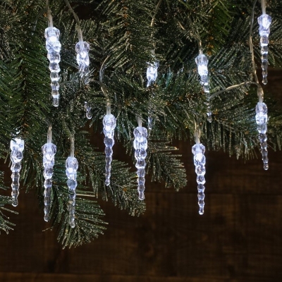 NOMA 20 FIT AND FORGET BATTERY OPERATED WHITE ICICLE DROP LIGHTS