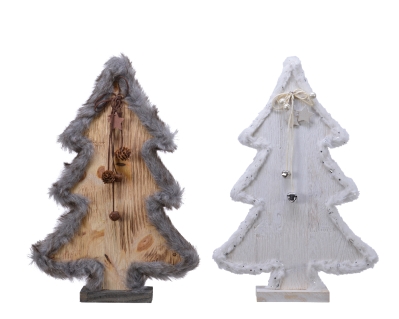 PINE WOOD TREE WITH FUR 2 COLOURS