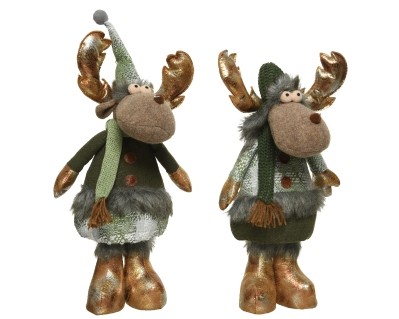 PLUSH GREEN DEER 2 DESIGNS 52CM