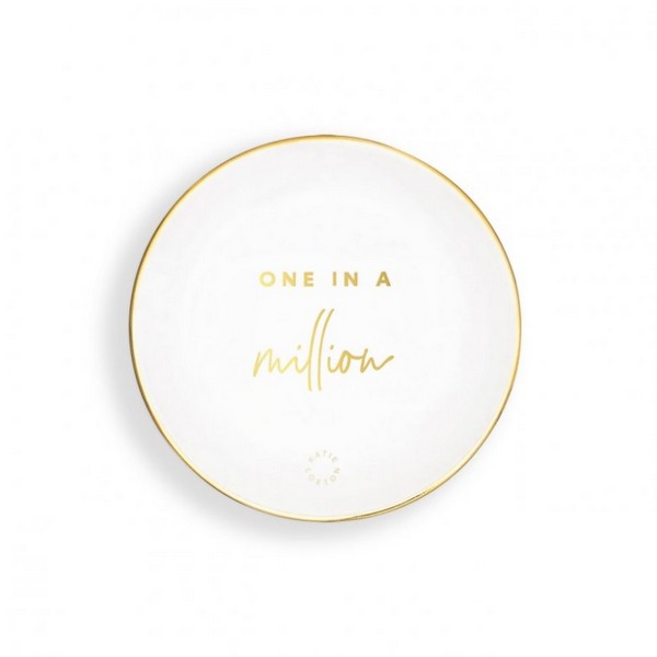 KATIE LOXTON ROUND TRINKET DISH ONE IN A MILLION WHITE