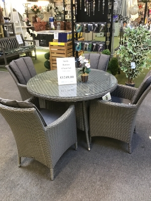 SICILY RATTAN 4 SEAT SET WITH CUSHIONS