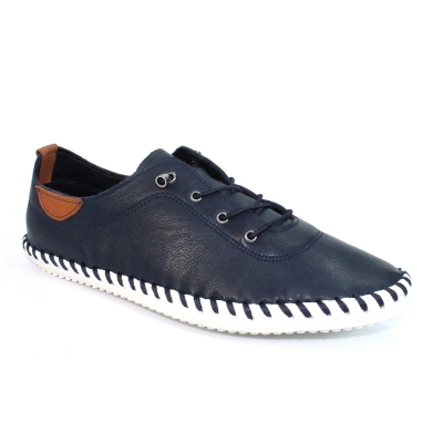 ST IVES NAVY LEATHER PILMSOLE