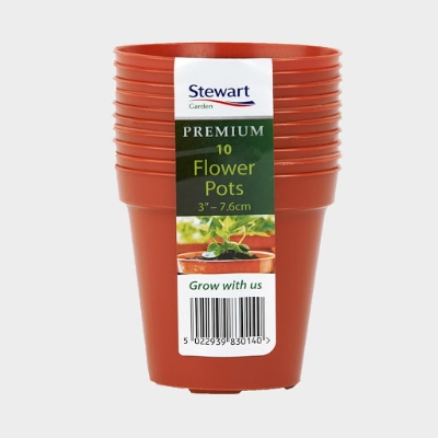 STEWART 7.6cm (3in) FLOWER POT X 10 MULTI PACK