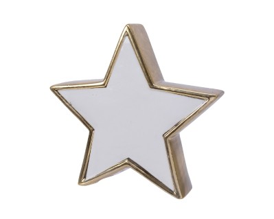 WHITE PORCELAIN STAR WITH GOLD EDGE 12.5CM