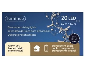 LED BEAD GARLAND SILVER BATTERY OPERATED WARM WHITE 120CM