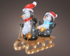 LED ACRYLIC PENGUINS ON SLEIGH OUTDOOR