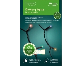 LED DURAWISE BASIC TWINKLE LIGHTS BATTERY OPERATED INDOOR OR OUTDOOR 96 LIGHTS 3 COLOURS