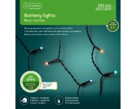 LED DURAWISE BASIC TWINKLE LIGHTS BATTERY OPERATED INDOOR OR OUTDOOR 192 LIGHTS 3 COLOURS