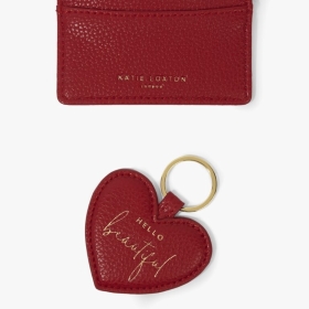 KATIE LOXTON HEART KEYCHAIN AND CARD HOLDER SET RED