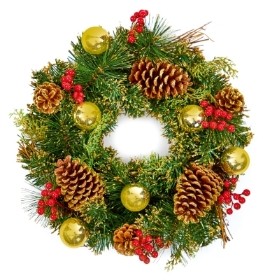 ARTIFICIAL GOLD DRESSED WREATH 40CM