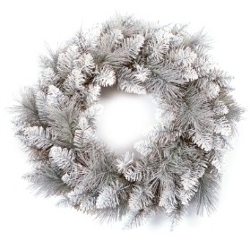 ARTIFICIAL SILVER TIPPED WREATH 50CM