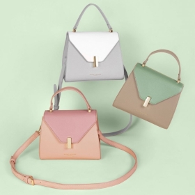 KATIE LOXTON CASEY TOP HANDLE BAG SAND AND MINT GREEN