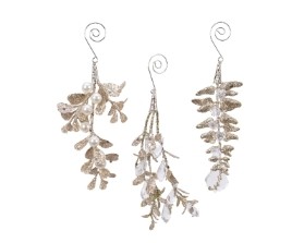 CHAMPAGNE LEAF TREE DECORATION 3 DESIGNS 18CM