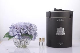 Cote Noire Luxury Range Hydrangea   Blue in Crystal Vase