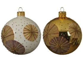 DECORATIVE GLASS BAUBLE CIRCLE DESIGN 2 COLOURS 8CM