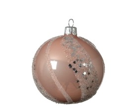 DECORATIVE GLASS BAUBLE STAR DESIGN BLUSH PINK 8CM