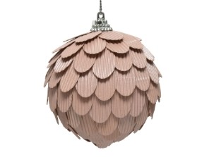 FOAM BAUBLE RIB DESIGN BLUSH PINK 8CM