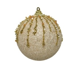 FOAM GLITTER BAUBLE PEARL 8CM