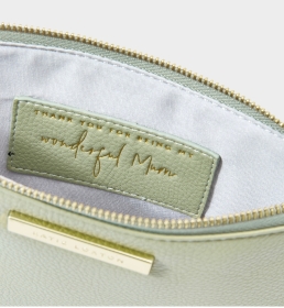 KATIE LOXTON SECRET MESSAGE POUCH THANK YOU FOR BEING MY WONDERFUL MUM SAGE GREEN