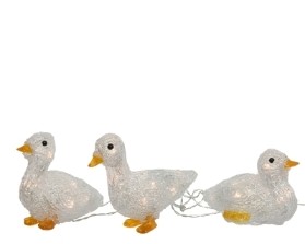 LED SET OF 3 ACRYLIC DUCKS OUTDOOR WARM WHITE