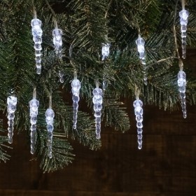 NOMA 20 FIT AND FORGET BATTERY OPERATED WHITE ICICLE DROP LIGHTS