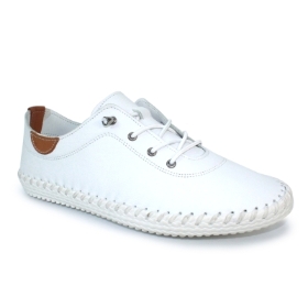 ST IVES WHITE LEATHER PLIMSOLE